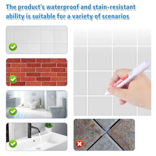 6 Pièces Stylo de Carrelage Blanc, Stylo de Restauration de Coulis, Stylo Joint Carrelage pour Joints de Carrelage de Cuisine et Salle de Bain (Blanc)