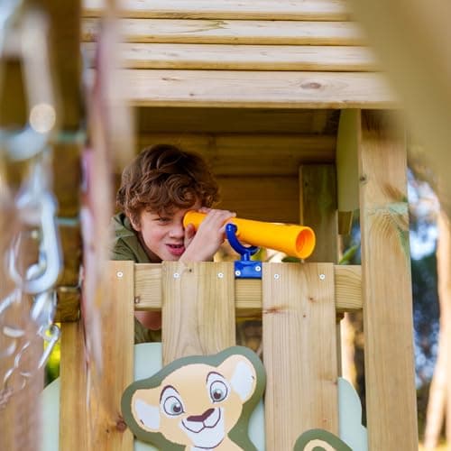 Disney Le Roi Lion Story Aire de Jeux de Wickey - Structure d'escalade, Tour d'escalade, Jeux de Jardin pour Enfants - Aire de Jeux extérieure en Bois avec bac à Sable