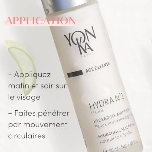 Hydra N°1 Fluide Yonka 50ml - Hydratant Matifiant Peau Normale à Grasse Déshydratée - Hydratation Profonde Longue Durée sans Brillance - Effet Mat