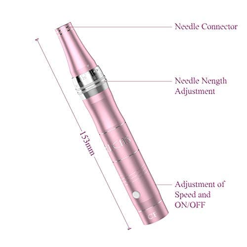 PELCAS Dermapen Micro Aiguilles Stylo avec 3 Têtes d’Aiguilles et 3 Vitesses, 0-2 mm Réglable Microneedling Pen Professionnelle pour Rides Cicatrices d'acné Vergetures Tachetures