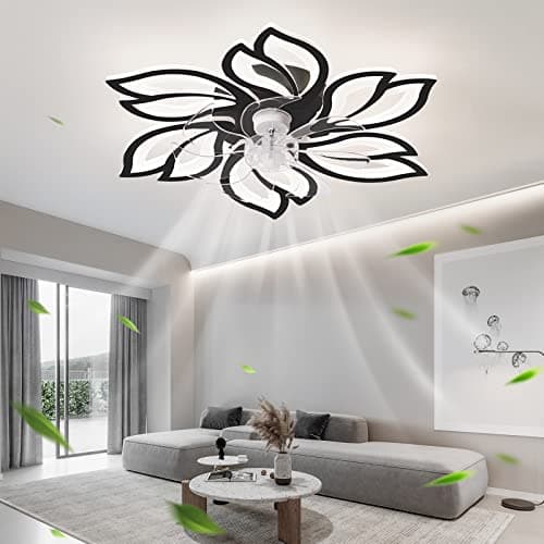 WDENI Ventilateur De Plafond Avec Lampe, Ventilateur De Plafond Led Flower Shape Bedroom Plafonnier Télécommande Dimming Timing 6 Wind Speed Salon Ventilateur Plafonnier ventilateur plafond