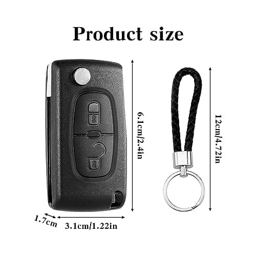 BouGPeng 2 Boutons Coque de Clé de Voiture Compatible avec Peugeot CE0523 207 307 308 407 607 608 Partner Citroen C2 C3 C4 C5 C6 Boîtier Clé Télécommande Clef de Voiture de Remplacement