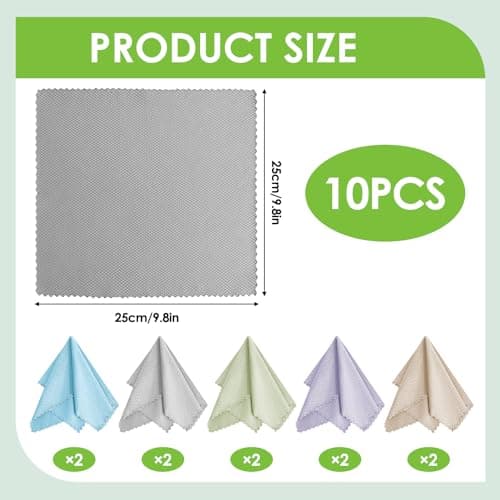 Pack de 10 Chiffon Microfibre de Nettoyage et Polissage en Microfibre de Haute Qualité, Non Pelucheux, Motif Écailles, pour Nettoyage Efficace et Sans Traces dans la Cuisine et la Maison, 25x25cm