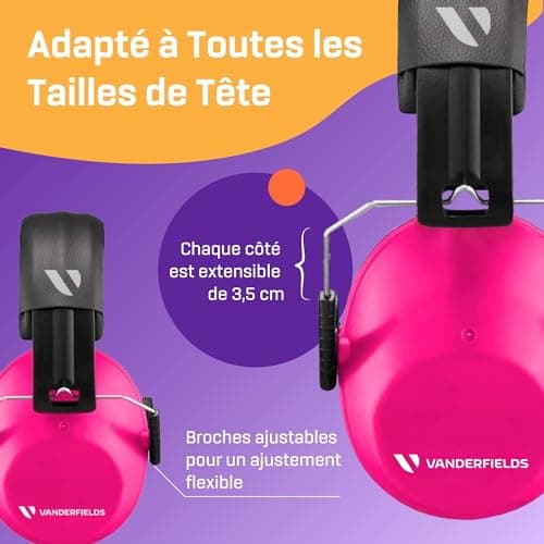 Vanderfields Casque Anti Bruit Adulte, Homme et Femme avec 26dB SNR - Réglable Pliable et Confortable Casque Protection Auditive pour Chantier, Bruit de l'aéroport, Feux d’Artifice, Travail