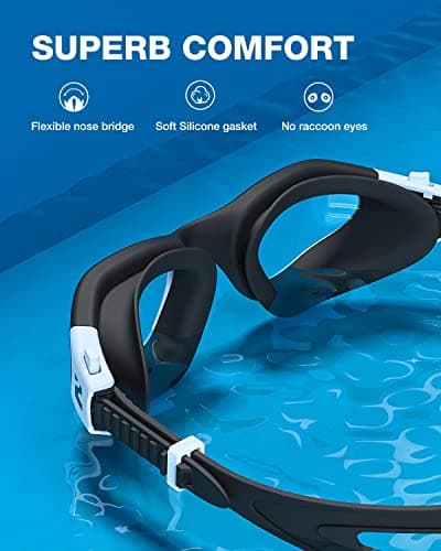 ZIONOR Lunettes de natation, G1SE lunettes de natation pour hommes et femmes avec protection UV, anti-buée, confort, lunettes de natation professionnelles