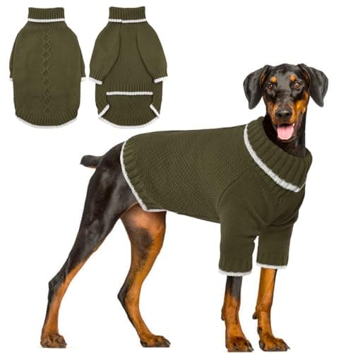 Hjyokuso Pull Chien, Pull pour Chien Petite Taille Moyenne Grande Taille, Pull-Overs pour Chiens Chaud d'hiver, Pull pour Chat à Col Roulé, Vetement Chien, Pull Noel Chien, Manteau pour Chien - L