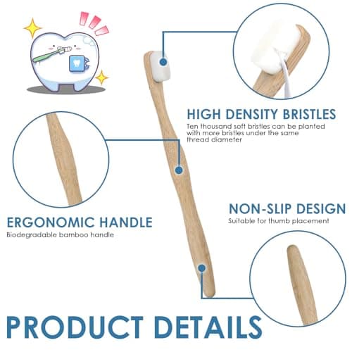 SRLWMYI Brosse a dent bambou [Lot de 4] – Brosse à dents nano – 100% sans BPA – Brosse à dents Souple ultra douce – Brosse à dents en bambou végétalienne et respectueuse de l'environnement (blanc) –
