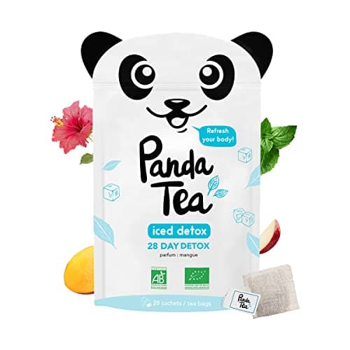 Panda Tea - Iced detox - Infusion Glacée Détox - 28 sachets mousselines Hibiscus Mangue Certifié Bio - Hydratation