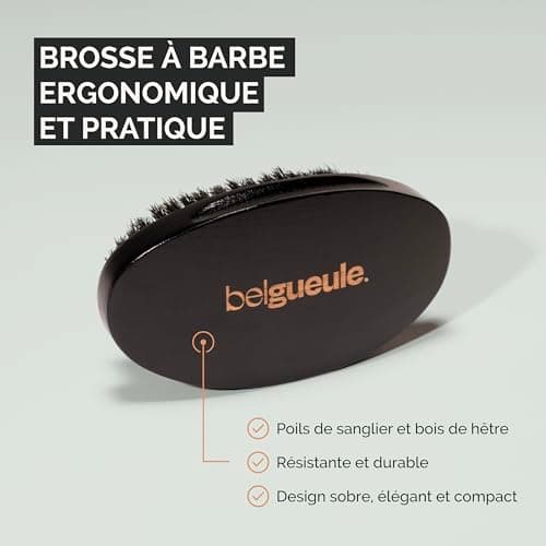 Belgueule Brosse à barbe grand format soin homme- entretien la barbe et stimule la pousse- accessoire naturel pour homme, poils de sanglier et bois de hêtre