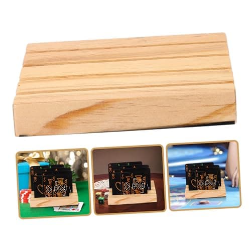 HONMEET Poker Support Titulaire De La Carte en Bois Bois Place Titulaire De La Carte Titulaire De La Carte De Titulaires De Cartes À Jouer pour Adultes Plateau De Cartes en Bois
