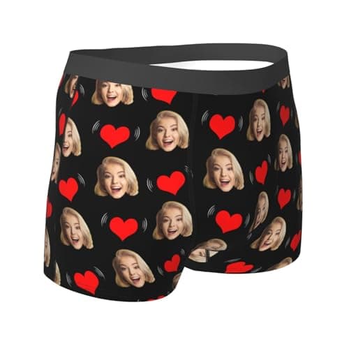 Modaworld Caleçon de Nouveauté Personnalisé pour Hommes avec Photo, Boxer Personnalisé avec Photo pour Homme, Cadeau de Saint-Valentin pour Mari Père Ami