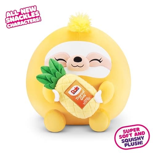 Snackles, Series 2, Sloth (Dole, Pineapple), Plush Toy, Cuddly Squishy Comfort Plush with License Snack Brand Accessory, Small (20 cm), Brown Box, (Sloth)