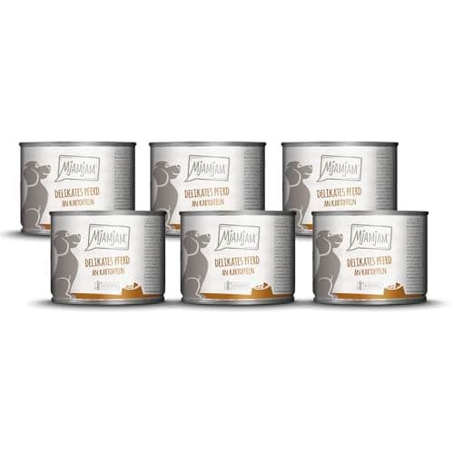 MjAMjAM - Nourriture Humide Premium pour Chiens - Cheval délicat aux Pommes de Terre cuites à la Vapeur, Pack de 6 (6 x 200g), sans céréales avec Un supplément de Viande