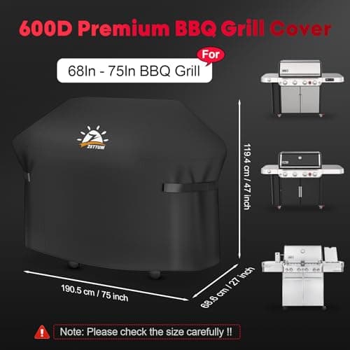 Zettum Housse de Barbecue 190 cm – 7109 Grande Housse de Barbecue Exterieur pour Barbecue Weber Summit 600 Series – Bâche de Protection imperméable – Housse pour Monument, Brinkmann Dyna-glo Nexgrill