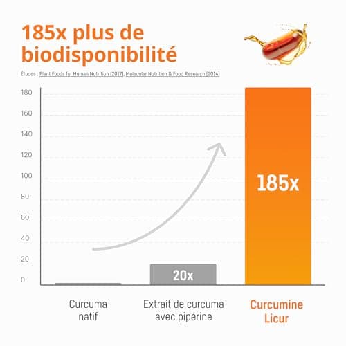 Curcumine Micellaire – Biodisponibilité 185x plus élevée – NovaSOL Liquid Curcumin – 1 gélule végétalienne par jour – équivaut à 6 600 mg d'extrait de curcuma – Licur Max (60 Capsules)