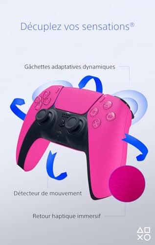 Sony, Manette PlayStation 5 officielle DualSense, Sans fil, Batterie rechargeable, Bluetooth, Compatible avec PS5, Couleur : Nova Pink