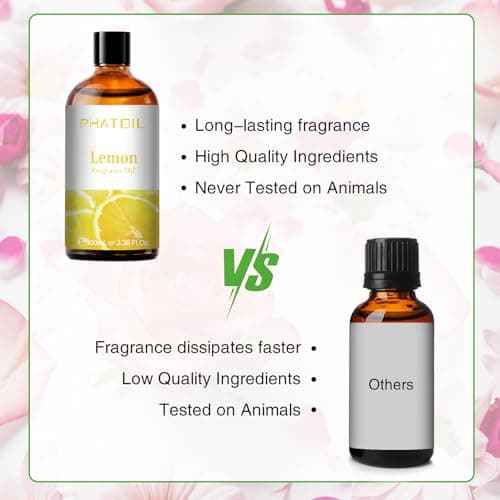 PHATOIL Citron Huile Essentielle 100ml, Huile de Citron pour Diffuseur, Huile Parfumée pour Aromathérapie Humidificateur, Bougies