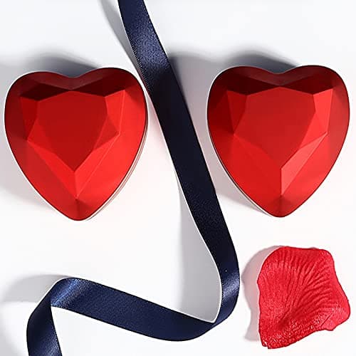 Boîte de Bague de Mariage, Boîte à Bague en Forme de Cœur en Velours, Forme de Coeur Boîte de Bague de Stockage de Mariage Saint Valentinpour Mariage, Fiançailles, Saint-Valentin (Rouge)