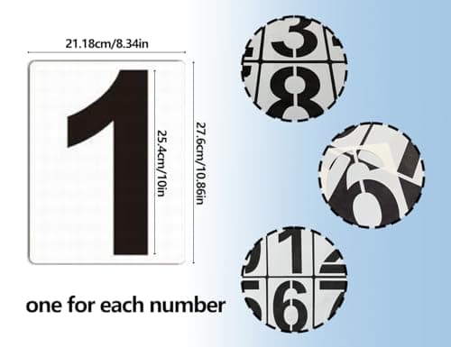 ZoeTekway Lot de 10 pochoirs numérotés réutilisables, pochoirs en spray en plastique, pochoir de peinture, pour numéros de maison, marquage de parking pour peindre de 0 à 9 (25 cm)