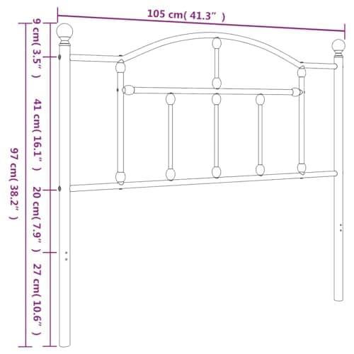 Coavain Tete de Lit 100 cm Tête de Lit Métallique Robuste Noir 105x3x97 cm