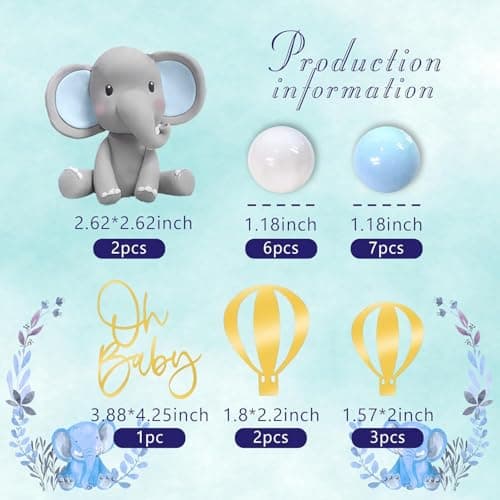 Éléphant Decoration Gateau Oh Baby, 21 Pièces Deco Gateau Anniversaire, Gâteau Topper Oh Baby Cake Topper Éléphant Décoration de Gâteau Bebe pour Bébé Enfants Fille Garçon Anniversaire Baby Shower