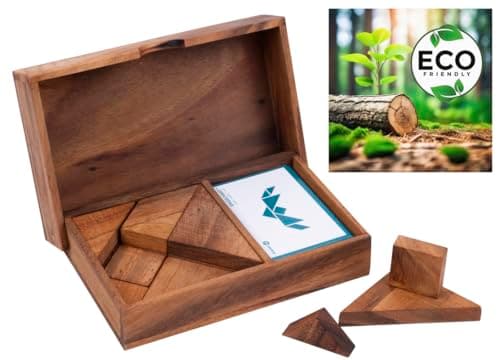 Engelhart - 350103 - Double Tangram en Bois Animaux - Puzzle en Bois - Jeu en Bois Ecologique - 1 et 2 Joueurs - 4 Ans et Plus