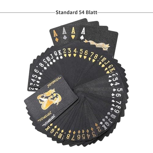 SWINILAYA Lot De 2 Jeu De Cartes 54 - Noir Et Or | Parfaits pour Fêtes, Voyages, Pique-Niques Et Plus