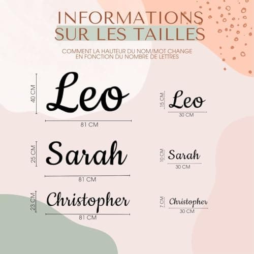 Prénom bois de 20 cm à 96 cm décor de chambre d’enfant personnalisé fait à la main