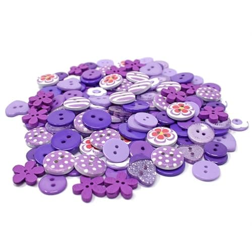150 boutons violets en résine, bois et acrylique pour décoration