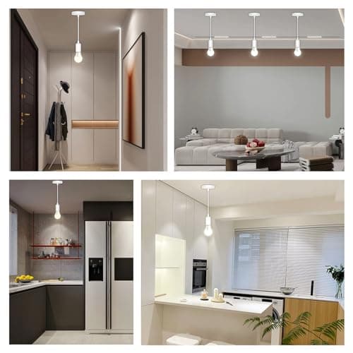 Caldarax Lot de 2 Suspension E27 en Métal, Câble Réglable 100CM, E27 Porte Lampe Suspension, E27 Pendentif Suspendues Accessoires, pour Éclairage au Plafond Salon, Chambre(Blanc)