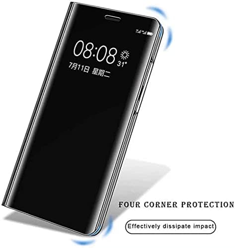 YKNIUFLY Housse étui pour Samsung Galaxy S24 Ultra Coque, Mirror Case Anti-Rayures Anti-Choc Housse de Protection Clear View Cover, Étui Cover pour Samsung Galaxy S24 Ultra.(Noir)