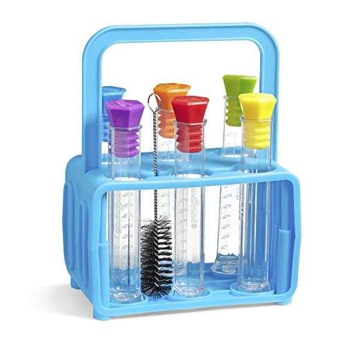 Learning Resources Kit de tubes à essai scientifiques pour débutants (6 tubes), tubes à essai à fond plat, support de tubes à essai, fournitures scientifiques, kits scientifiques pour enfants