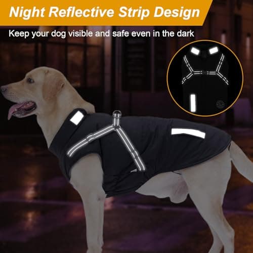 Manteau Chien avec Harnais Intégré, Manteaux d'hiver pour Chien Chaud en Polaire Impermeable, Veste Chien Hiver avec Réfléchissante pour Petits, Moyens et Grands Chiens