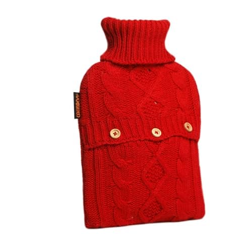 CALINDOO - Bouillotte Eau Chaude En Caoutchouc Naturel Avec Sa Housse Premium Toute Douce - Conçue Conçue Dans Un Moule Unique CALINDOO CALINDOO - Bouchon Hermétique - Housse Tricot Rouge - 2L