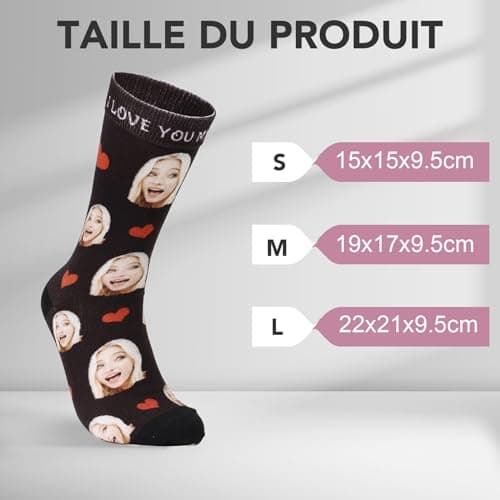 DPDP Chaussette Personnalisé avec photo-Cadeaux personnalisés pour hommes femmes, Cadeaux de Noël drôles pour hommes femmes