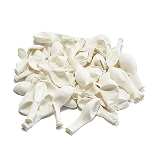 BALLONS blancs 50 unités. Ballons en Latex naturel biodégradable blancs de 28 cm. Idéal pour décoration de fêtes d'anniversaire, mariages, baby shower. Fabriqué en Espagne.