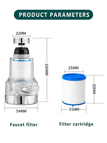 Acdolf Filtre à Eau du Robinet, Filtre à Robinet Rotatif à 360°, Purificateur d'eau de Robinet de Cuisine et Salle de Bains, 3 Modes de Fonctionnement