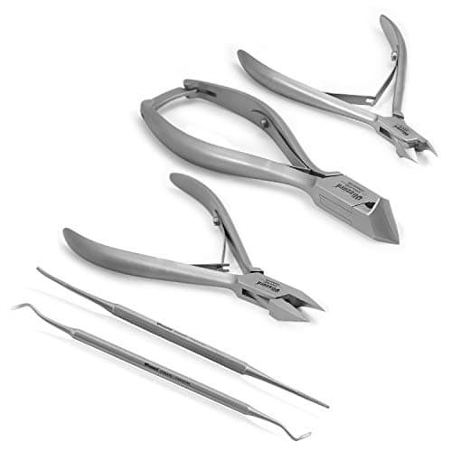 Blizzard - Kit d'Outils Podologie 5pcs, Pince Ponte de Lune, Pointe de Flèche et Coupe Cuticule, Lime Grattoir et Burin pour Ongles Incarnées - Fabrication Allemand pour Utilisation Professionnel