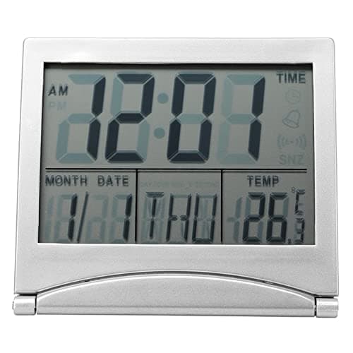 Horloge Digitale Voyage, Funkwecker-Alarme Portable, Horloge de Voyage Portable 1 Pièce, Alarme LED Numérique, Alarme, Réveil, Calendrier de Température, Snooze