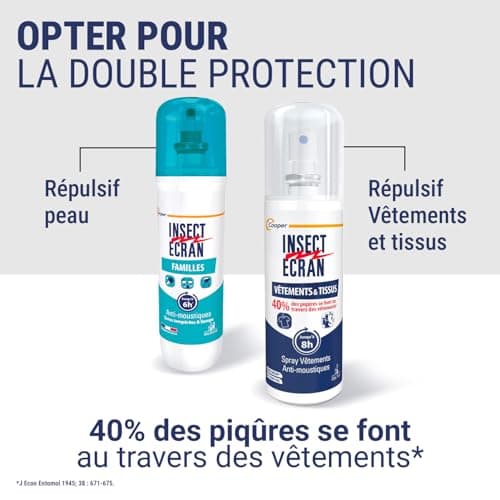 INSECT ECRAN - Anti-moustiques - Spray répulsif peau - Protection contre les piqûres de moustiques – Made in France - Familles - 100 ml