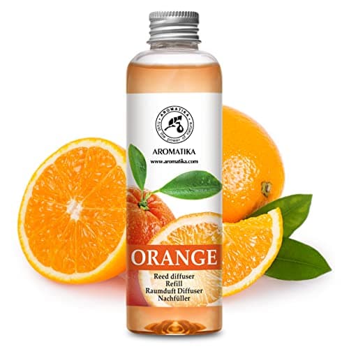 Recharge Diffuseur de Parfum 200ml - Arôme Orange - À L'Huile D'Orange Essentielle Naturelle - Fragrance Fraîche et Durable