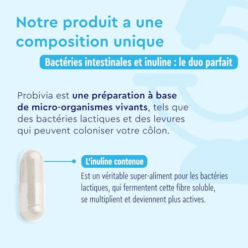 Probivia Probiotique Ferments Lactiques, 180 Capsules Végétaliens, 22 Souches de Bactéries avec Lactobacillus & Bifidobacterium pour la Flore Intestinale, 10 Milliards UFC, Complément Alimentaire
