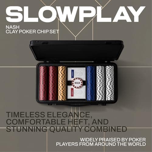 SLOWPLAY Nash Deluxe Coffret de Poker Set | Jetons de Poker en Argile 500 PCS [avec Valeur], 14g | Malette de Poker Texas Holdem| Cartes de Poker, Bouton Dealer