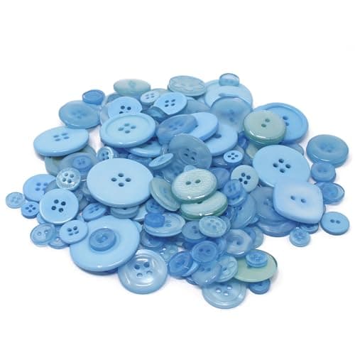 Sachet de boutons en acrylique et résine pour création de cartes Bleu 100 g