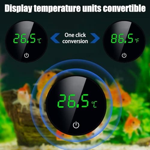 Thermomètre Numérique pour Aquarium,Thermomètre Sans Fil À Coller USB LED avec Boutons Tactiles °C/°F pour Poisson,Tortue Ou Mesure de la Température Aquatique
