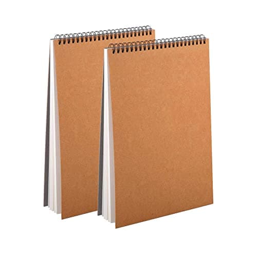 Aunphuw Carnet Dessin A4 Sketchbook 2pcs, 120GSM Reliure Spirale Papier Dessin Cahier avec Couverture Rigide de Croquis Papier sans Acide 60 Pages pour Enfant et Adultes D'artiste