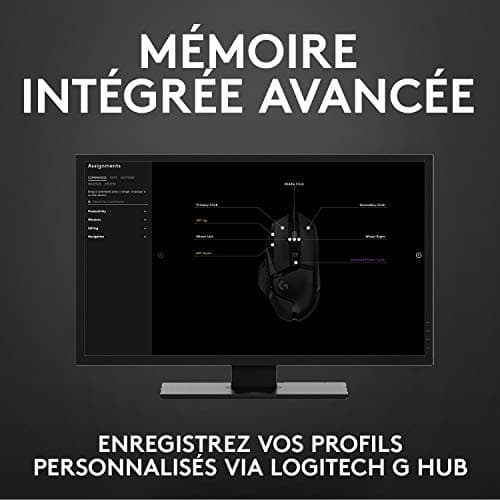 Logitech G502 HERO Souris Gamer Filaire Haute Performance, Capteur Gaming HERO 25K, 25 600 PPP, RVB, Poids Ajustable, 11 Boutons Programmables, Mémoire Intégrée, PC/Mac - Noire