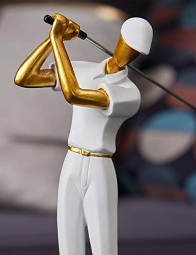 Amoy-Art Golfeur Figurine Statue Golf Arts Décor Moderne Cadeau Sculpture Maison Décoration Résine Blanc 24cm