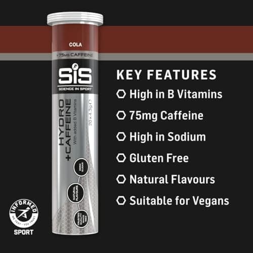 Science in Sport GO Hydro Tablettes d'Électrolytes 20 pièces Cola & Caféine - Vegan & sans gluten, Avec Sodium, Calcium, Potassium & Magnésium pour un équilibre électrolytique