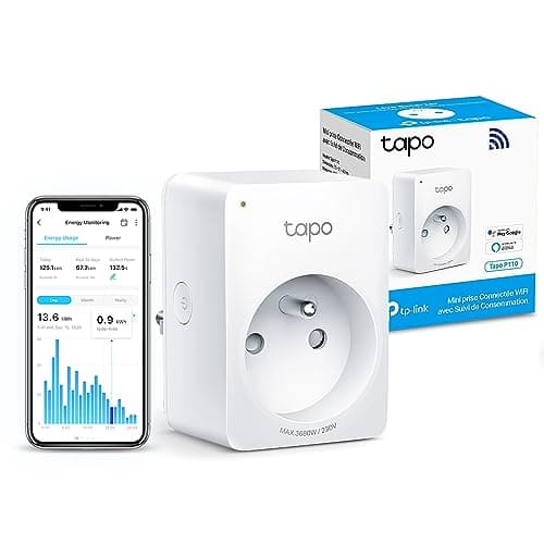Tapo Prise Connectée WiFi, Suivi de consommation, 16A Type E, compatible avec Alexa et Google Home, Contrôler le radiateur, le chauffage, Économie d'énergie, Commande vocale, Tapo P110(FR)